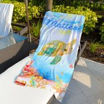 Asciugamano da spiaggia personalizzato con design animali marini asciugatura rapida oversize regalo di vacanze estive e compleanni per bambini