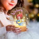 Personalised Fantasy Mermaid Princess Acrylic LED Night Light with Wooden Base and Name Birthday Children's Day Gift for Girls Daughters