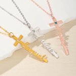 Henkilökohtainen Hieno Birthstone Cross kaulakoru nimi Uskonnollinen Naiset Korut Syntymäpäivä Vuosipäivä Kaste lahja kristillinen