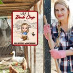 Personalisierte Cartoon Charakter Huhn Ente Coop Bauernhof Metallschild mit Namen Bauernhof Zubehör im Freien Dekor Geburtstagsgeschenk für Familie Landwirt Züchter