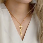 Henkilökohtainen Hieno Birthstone Cross kaulakoru nimi Uskonnollinen Naiset Korut Syntymäpäivä Vuosipäivä Kaste lahja kristillinen