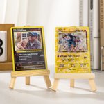 Personalisierte Klassische Foto TCG Poke Karte mit Text Wir Lieben Dich und Holzständer Sammelkartenspiel Vatertag Geburtstag Geschenk für Papa