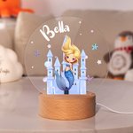Personalised Fantasy Mermaid Princess Acrylic LED Night Light with Wooden Base and Name Birthday Children's Day Gift for Girls Daughters
