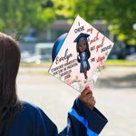 Personalized I Chose My Path But God Ordered My Steps Graduation Cap Topper with Cartoon Graduate Graduation Gift for Black Queens Women