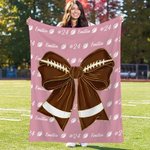 Personalized Baseball Softball Bow Soft Throw Blanket with Name Home Decor Birthday Gift for Ball Sports Lovers