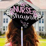 Personalized Cherry Blossom Stethoscope Nurse BSN ADN Graduation Cap Topper Decoration with Name and Year Graduation Gift for Medical Graduates