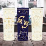 Personalised Zodiac Sign Name 20 oz Skinny Tumbler with Lid and Straw Travel Accessory Birthday Anniversary Wedding Gift for Women
