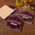 Personalised Retro Leaves Bar Mat Coaster Bottle Opener with Text and Year Home Bar Accessories Opening Birthday Gift for Bartender Cocktail Lover