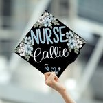 Personalized Cherry Blossom Stethoscope Nurse BSN ADN Graduation Cap Topper Decoration with Name and Year Graduation Gift for Medical Graduates