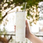 Personalised Zodiac Sign Name 20 oz Skinny Tumbler with Lid and Straw Travel Accessory Birthday Anniversary Wedding Gift for Women