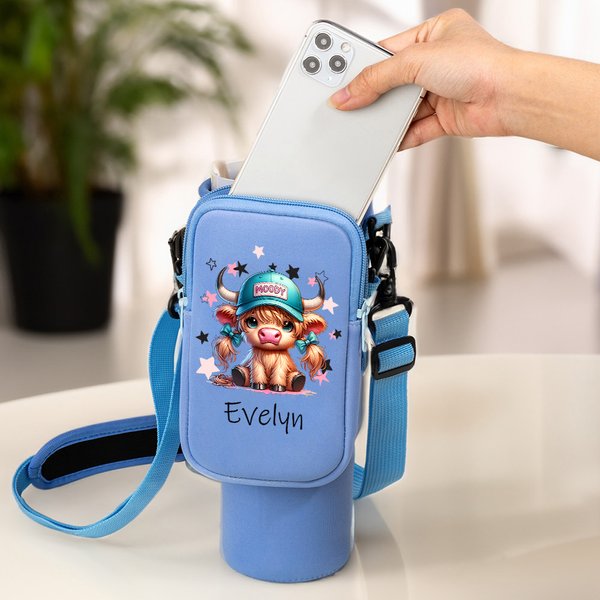 Personalized Cute Highland Cow Name Water Bottle Carrier Bag Accessories for 40 oz Stanley Appreciation Birthday Gift for Women Highland Cow Lovers