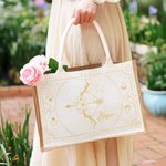 Henkilökohtainen horoskooppimerkin kukka Kestävä Juutti Kangaskassi nimi Travel Essential syntymäpäivälahja naisille