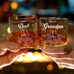 Personalised Fist-Bump First Dad Now Grandpa 2-16 Kid Names 10 oz Whiskey Glass Father's Day Birthday Gift for Men