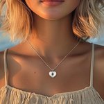 Collar de conchas naturales en forma de corazón con proyección de foto personalizada Cumpleaños San Valentín Aniversario Regalo para ella