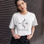Gepersonaliseerd Multicolor Zodiac Sign Flower Puur Katoenen T-shirt met Naam Dagelijks Thuis Uitje Verjaardagscadeau voor Vrouwen Mannen