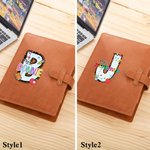 Personalised Funny Cartoon Book Pen Initial A5 Leather Notebook Cover with Name and Compartments Gratitude Teacher's Day Gift for Teachers