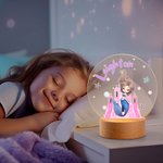 Personalised Fantasy Mermaid Princess Acrylic LED Night Light with Wooden Base and Name Birthday Children's Day Gift for Girls Daughters