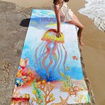 Asciugamano da spiaggia personalizzato con design animali marini asciugatura rapida oversize regalo di vacanze estive e compleanni per bambini