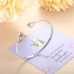 Bracelet Réglable Forme Coeur Personnalisé avec Double Pierre de Naissance Texte Gravé Cadeau Anniversaire pour Grand-Mère et Petite-Fille