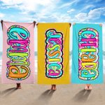 Asciugamano da spiaggia personalizzato con nome ad asciugatura rapida e oversize regalo di compleanno festa estiva e vacanze per lei