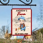 Personalisierte Cartoon Charakter Huhn Ente Coop Bauernhof Metallschild mit Namen Bauernhof Zubehör im Freien Dekor Geburtstagsgeschenk für Familie Landwirt Züchter