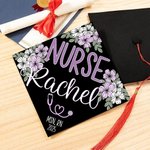 Personalized Cherry Blossom Stethoscope Nurse BSN ADN Graduation Cap Topper Decoration with Name and Year Graduation Gift for Medical Graduates
