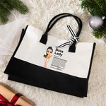Personalizzato Boss Lady Cartoon Character Large Canvas Tote Bag con nome Accessori da viaggio Compleanno Holiday Anniversary Gift for Woman Workers