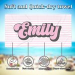 Personlig Retro Stripe Quick Dry Oversized Beach Handduk med namn Resa Essential Beach Party Födelsedagspresent för vänner familj