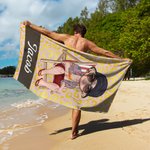 Serviette de Plage Personnalisée avec Personnage de Dessin Animé et Nom Motif Léopard et Zèbre Cadeau Vacances d’Été pour Famille et Amis