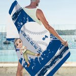 Personalizzato Ink Splash Baseball Cartoon Character Quick Dry Microfiber Beach Towel with Name Number Game Day Birthday Gift for Baseball Lover