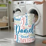 Personligt ordmoln namn tvättförvaringskorg med handtag badrum barnkammare dekoration inflyttning födelsedagspresent för familj barn