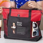 Gepersonaliseerde Cartoon Baas Dame Waterdichte Grote Draagtas met Naam en Mesh Zakken Reis Accessoires Verjaardag Verjaardagscadeau voor Vrouwen Werknemers