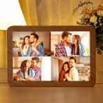 Gepersonaliseerde familie fotocollage LED spiegel fotolijst met drie kleuren dimmen Valentijnsdag verjaardagscadeau voor echtparen familie