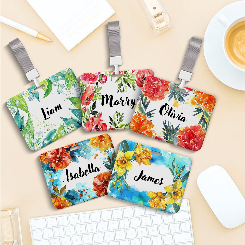 Porte-badge personnalisé avec nom et lanière Accessoires de bureau Cadeau d'anniversaire pour employé(e) de bureau