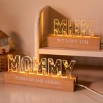 Personalisierte Geburt Blume Titel LED-Nachtlicht mit 1-12 Kind Namen und hölzerne Basis Home Decor Muttertag Geburtstag Geschenk für Mama Oma