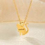 Personalized 3D Love Heart Cat Silhouette Necklace with Engraved Name Dainty Jewelry Birthday Anniversary Gift for Cat Lovers