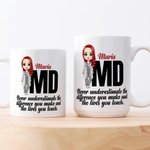 Personalized Cartoon Medical Character Ceramic Mug with Name Birthday Appreciation Inspirational Gift for Nurse Doctor Medical Staff