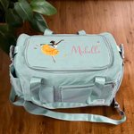 Personalized Ballet Girl Birth Flower Butterfly Multi-compartment Travel Bag with Name and Shoulder Strap Birthday Gift for Ballerina Ballet Lover