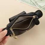 Personalised Mini Portable Leather Coin Wallet Cash Pouch with Text and Key Ring Bridal Shower Birthday Gift for Women