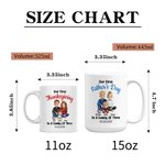 Personalized As a Family of Three Cartoon Characters 11 oz 15 oz White Ceramic Coffee Mug with Name and Date Our First Father's Day Gift for Dad