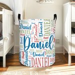Personligt ordmoln namn tvättförvaringskorg med handtag badrum barnkammare dekoration inflyttning födelsedagspresent för familj barn