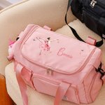 Personalized Ballet Girl Birth Flower Butterfly Multi-compartment Travel Bag with Name and Shoulder Strap Birthday Gift for Ballerina Ballet Lover