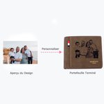 Portefeuille en Cuir PU Personnalisé avec Photo et Texte Gravé Multi-fentes pour Cartes Cadeau d’Anniversaire Fête des Pères pour Homme