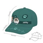 Personalisierte Mehrfarbige Cartoon Katze Hund Design Kappe Baseballmütze mit Namen Sport Zubehör Geburtstagsgeschenk für Tierliebhaber