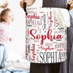 Personligt ordmoln namn tvättförvaringskorg med handtag badrum barnkammare dekoration inflyttning födelsedagspresent för familj barn