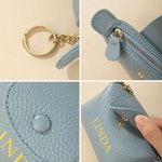 Personalised Mini Portable Leather Coin Wallet Cash Pouch with Text and Key Ring Bridal Shower Birthday Gift for Women