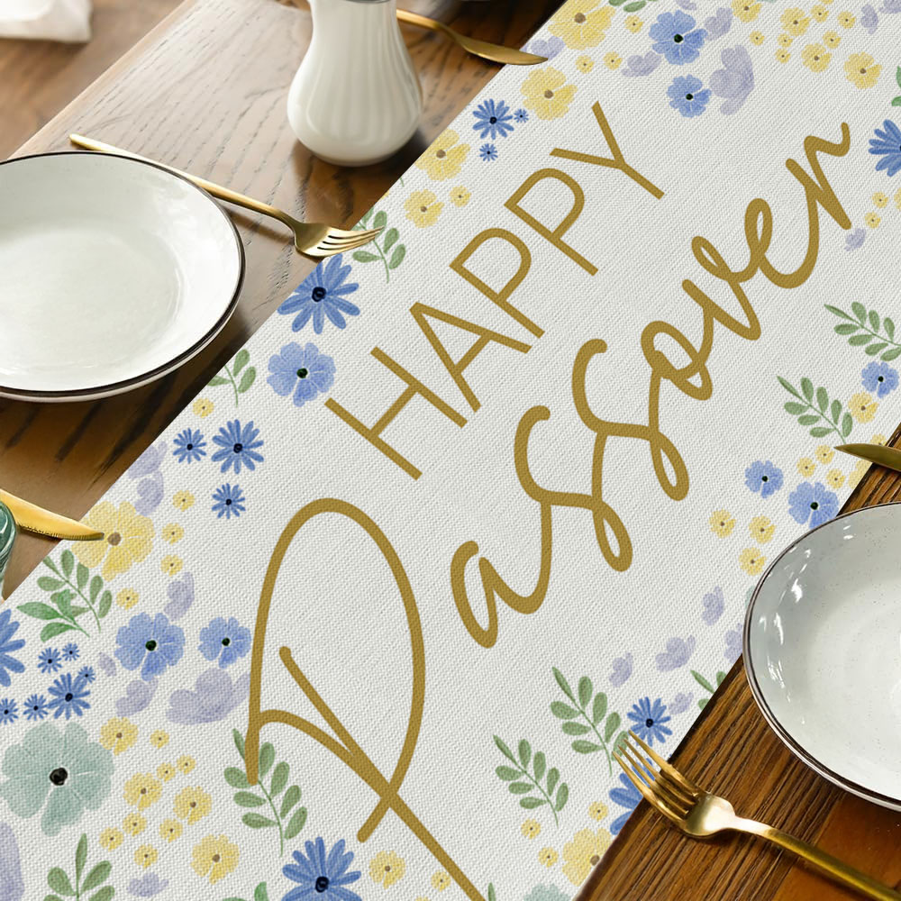 Chemin de table personnalisé avec nom de famille Décoration de table Cadeau de Pâques pour famille juive