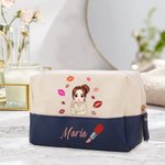 Borsa da toilette personalizzata con nome ampio spazio alla moda per uso quotidiano essenziale per viaggio regalo di compleanno per donne e ragazze
