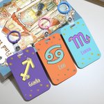 Portacarte personalizzato con segno zodiacale e nome moschettone colorato accessorio da viaggio regalo di compleanno per studenti e colleghi