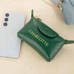 Personalised Mini Portable Leather Coin Wallet Cash Pouch with Text and Key Ring Bridal Shower Birthday Gift for Women